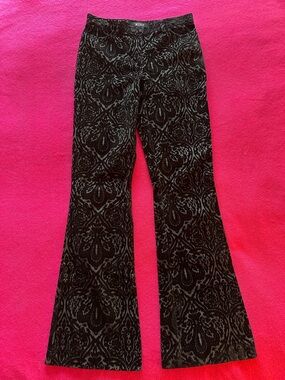 Women’s Black Denim-Look Pants with Velour Design
